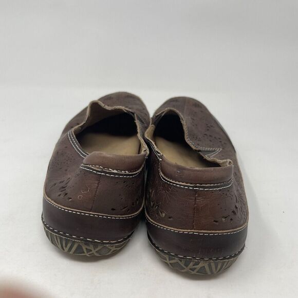 Spring Step L’Artiste Brown Slip-On Leather Shoes Women’s Size 41 Floral Cutout - Picture 3 of 11